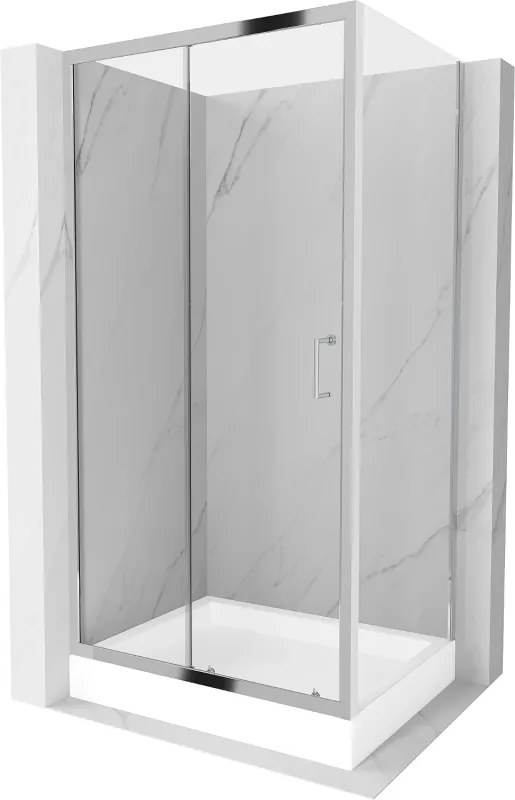 Mexen Apia 120 x 80 cm-es, átlátszó, króm, tolóajtós zuhanykabin + Rio zuhanytálca - 840-120-080-01-00-4510