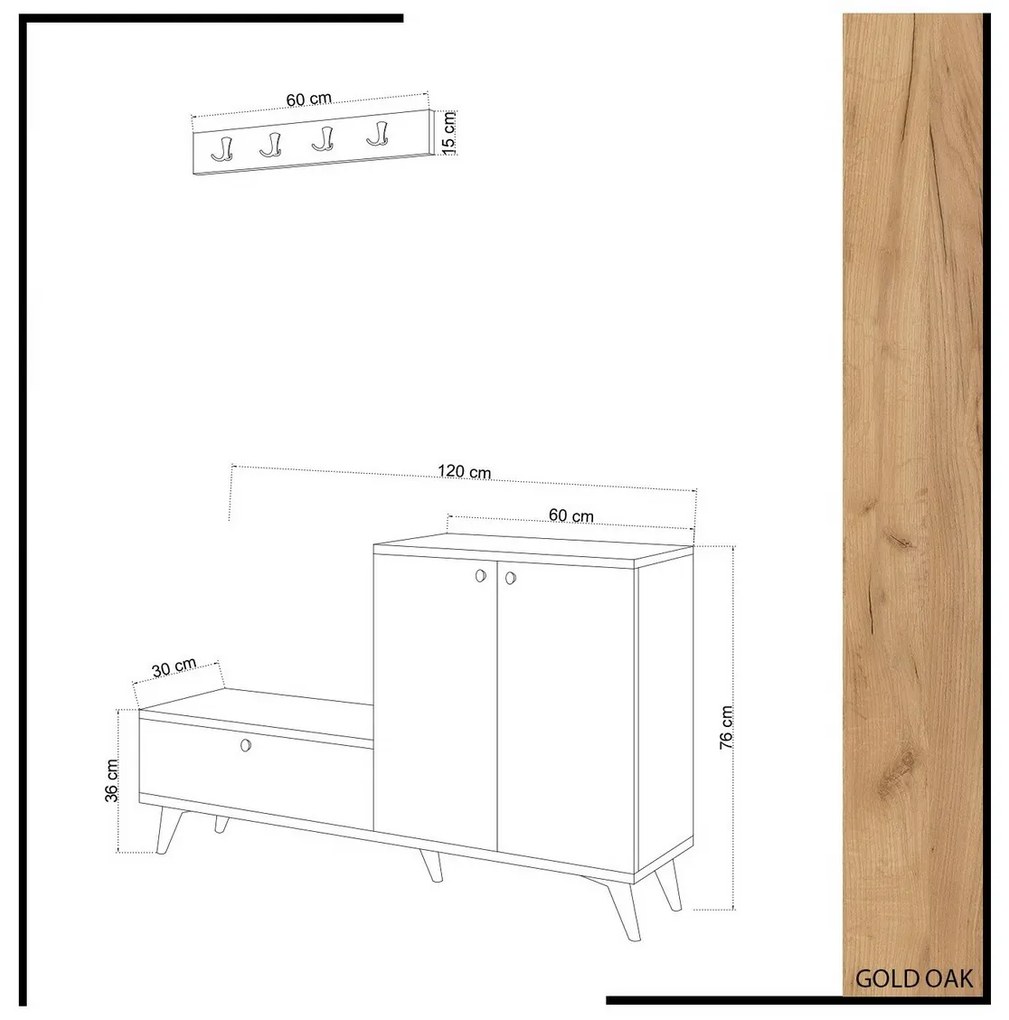 Evva White and Oak előszoba szett