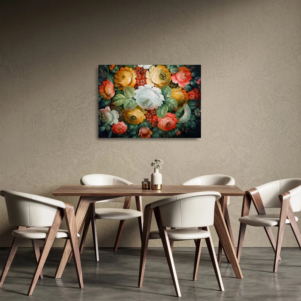 A festett virágcsokor képe (üvegen) (70x50 cm)