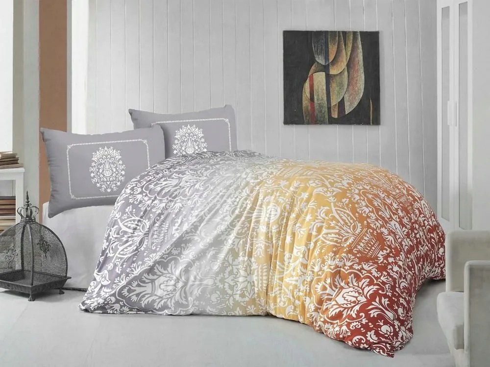 Szatén ágyneműhuzat 160x200 Vizion narancssárga ornament Valentini Faro