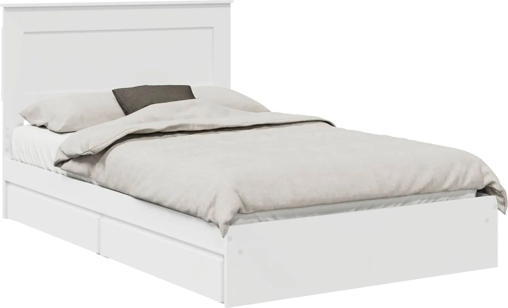 vidaXL Tárolós Ágy fejtámlával fiókkal Fehér 120 x 190 cm Faanyag