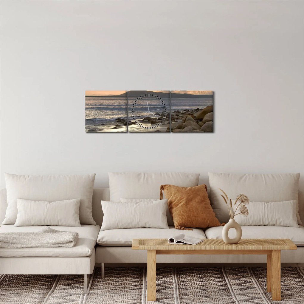 Kép - Tenger és hegyek (órával) (90x30 cm)