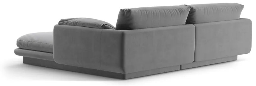 Világosszürke bársony sarokkanapé (bal oldali-heverő résszel) Torino – Micadoni