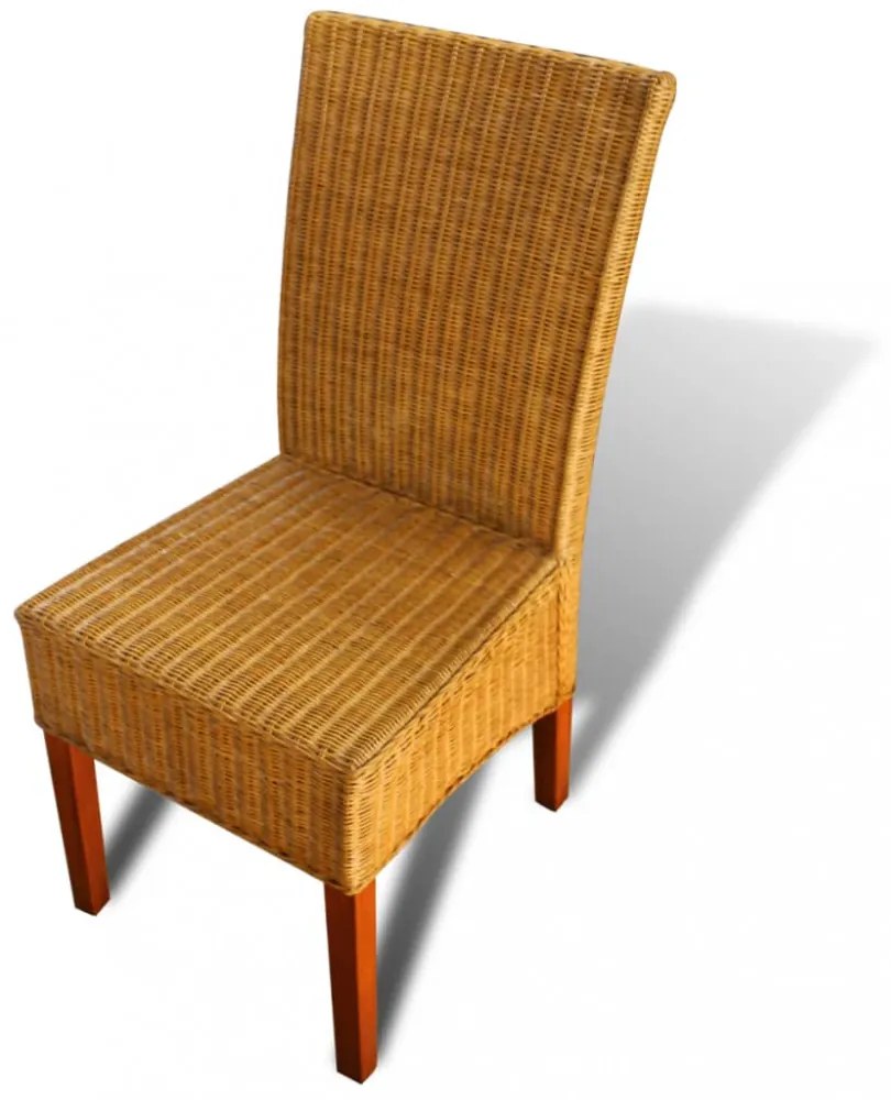 2 db barna természetes rattan étkezőszék