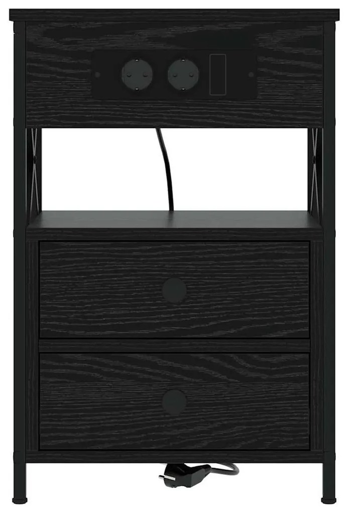 Éjjeliszekrény 2 pcs Musta tammi 40 x 31 x 60 cm Faanyag
