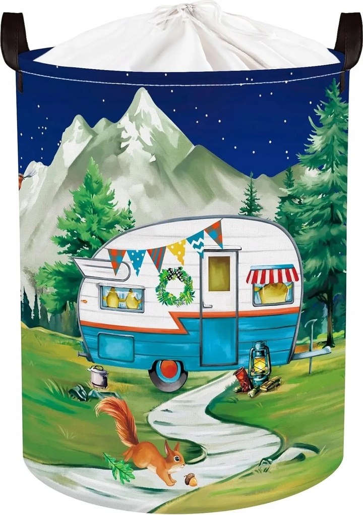 Kemping Szennyestartó Kosár 63l kerek tágas zárható fogantyúval zsák