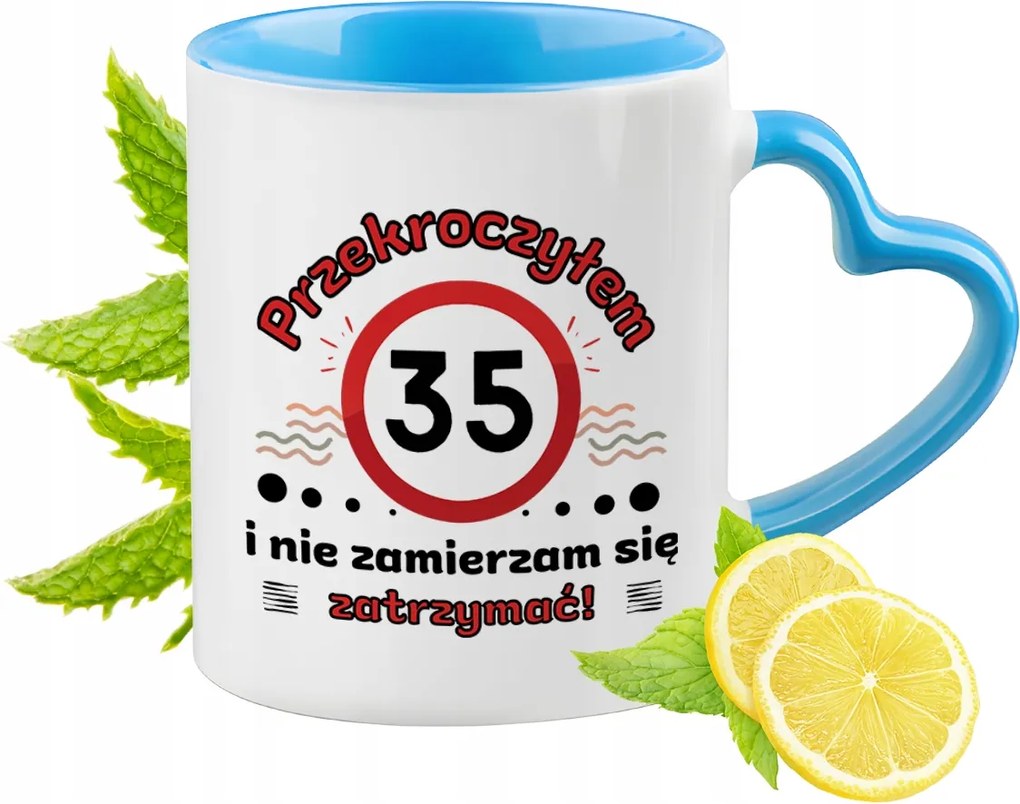 Születésnap 35 35-es 35-ös Kék Bögre Szív Alakú Füllel Ajándék