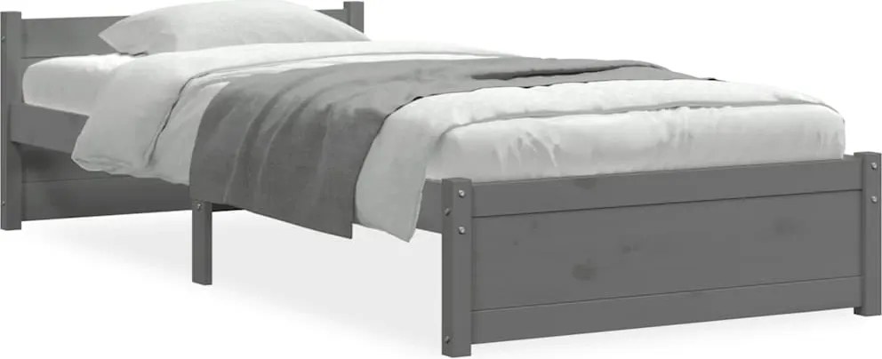 vidaXL Small Single szürke tömör fa ágykeret 75 x 190 cm