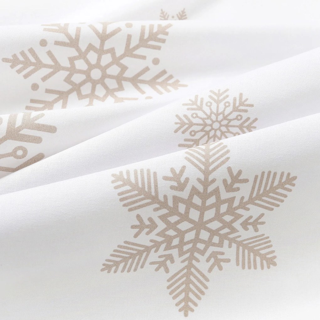 Goldea kör alakú pamut terítő - hópelyhek fehéren Ø 140 cm