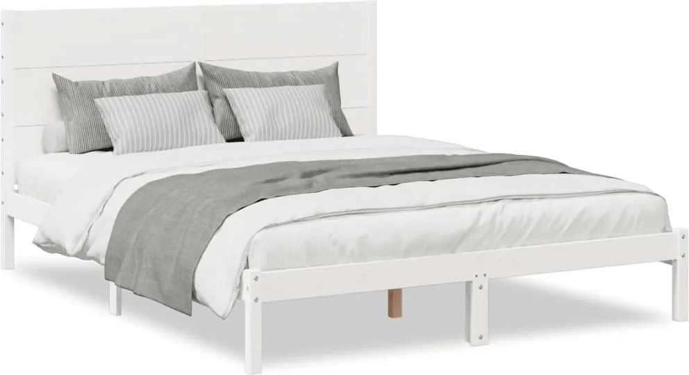 vidaXL fehér tömör fa extra hosszú ágykeret matrac nélkül 140 x 220 cm