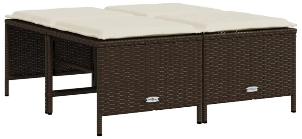 4 db barna polyrattan szék párnákkal
