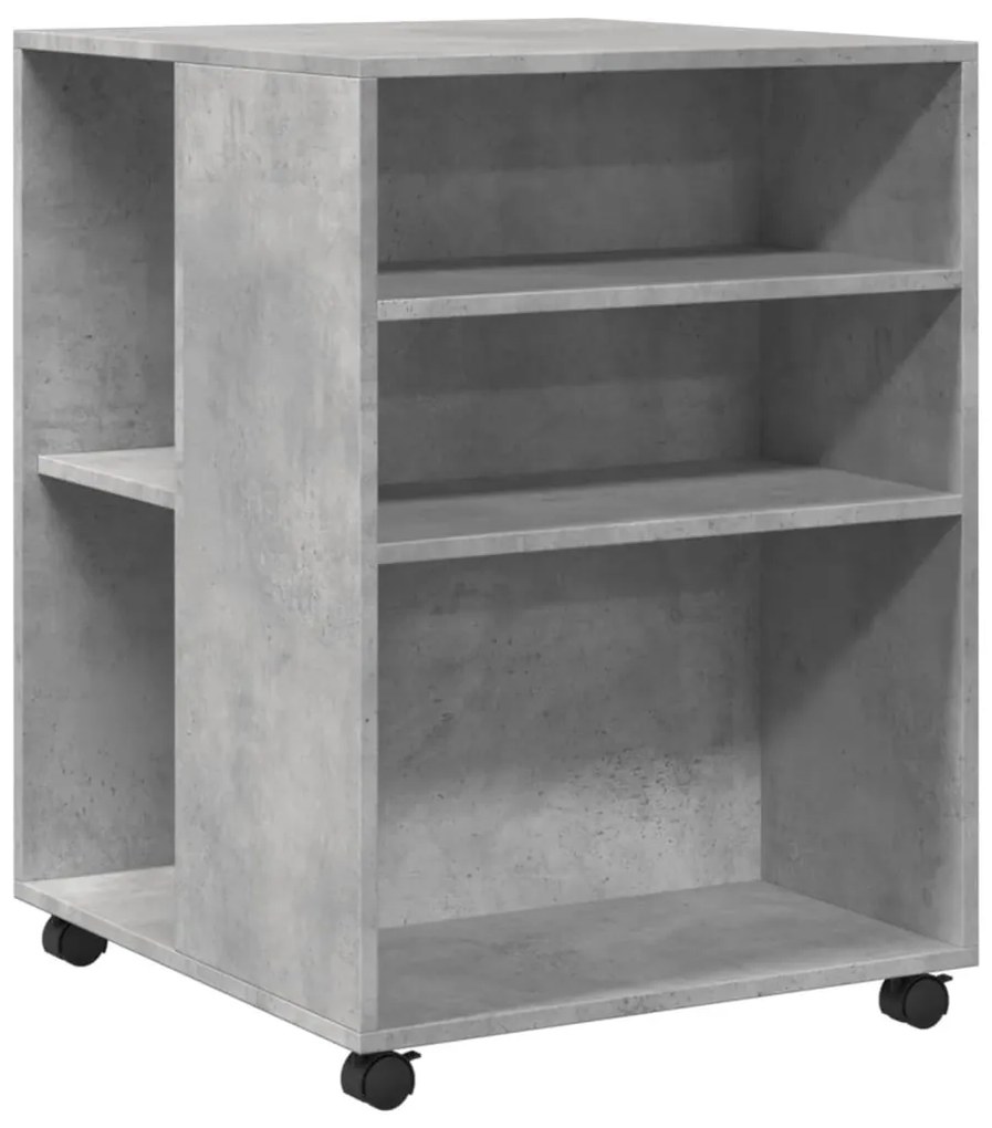 betonszürke szerelt fa kisasztal kerekekkel 55 x 60 x 78 cm