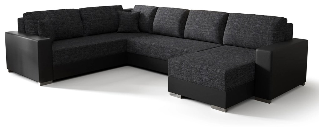 U alakú sarokkanapé Pearle 3 (sötétszürke + fekete) (B). 1057428