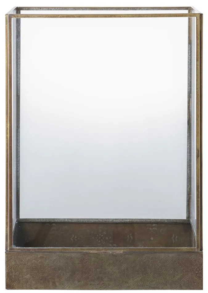 Manali dekorációs lámpás, fém/üveg, antik réz színű