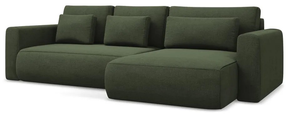 Khaki kinyitható-tárolóhelyes sarokkanapé (jobb oldali-heverő résszel) Kapua – Makamii