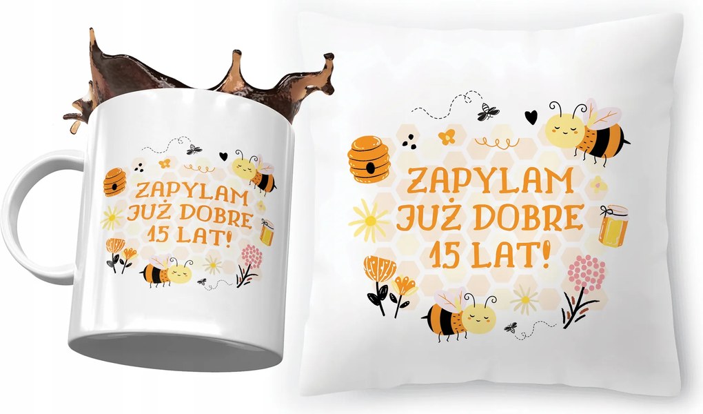 Születésnapi szett 15 15te 15. Párna Bögre Nyomtatott Fotóval