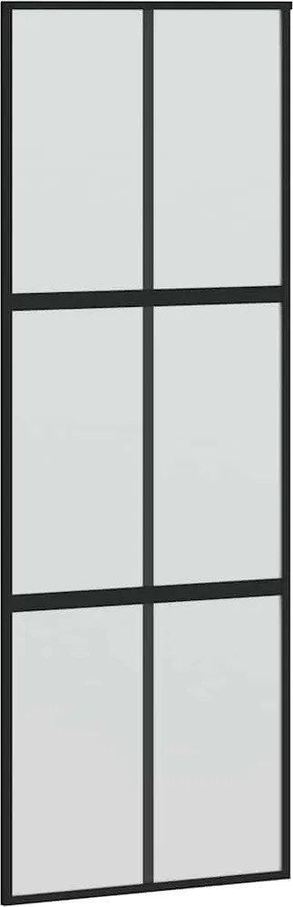 vidaXL fekete edzett üveg és alumínium tolóajtó 90 x 205 cm