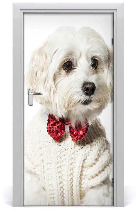 Poszter tapéta ajtóra kutya fegyverrel 85x205 cm