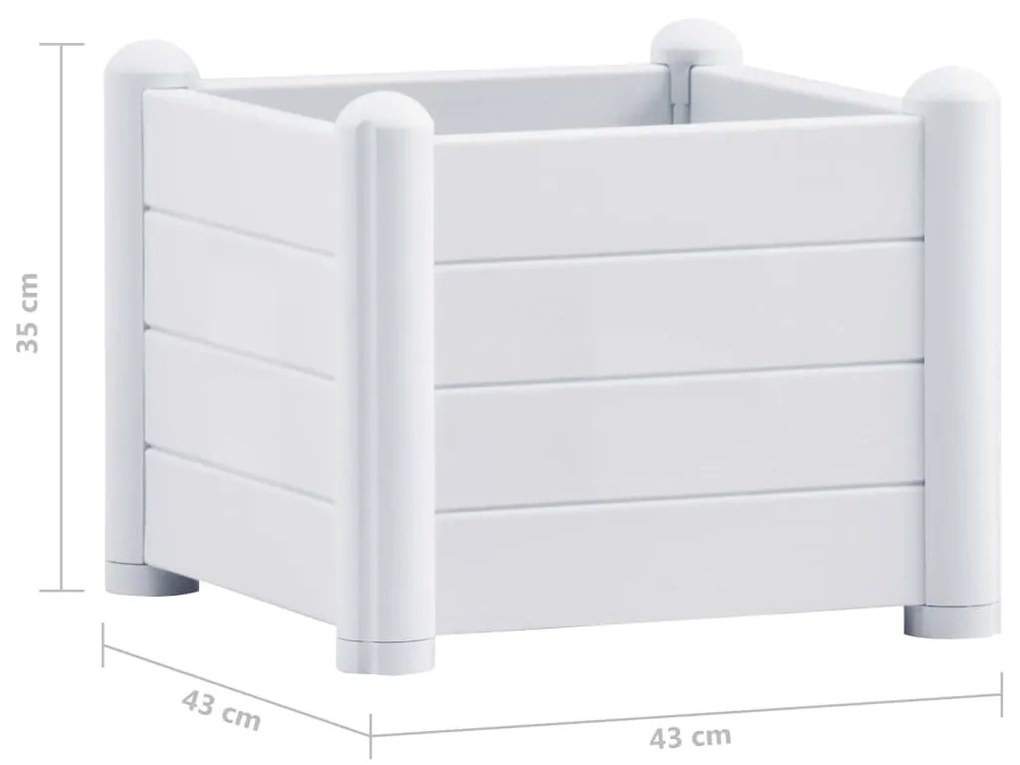 Fehér kerti PP magaságyás 43 x 43 x 35 cm
