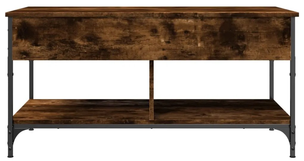 Füstös tölgy szerelt fa és fém dohányzóasztal 100 x 50 x 50 cm