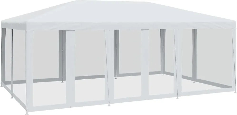 vidaXL fehér HDPE rendezvénysátor 10 hálós oldalfallal 6 x 4 m