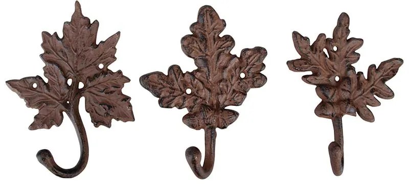 Falevél mintás öntöttvas akasztó, 19 cm, B