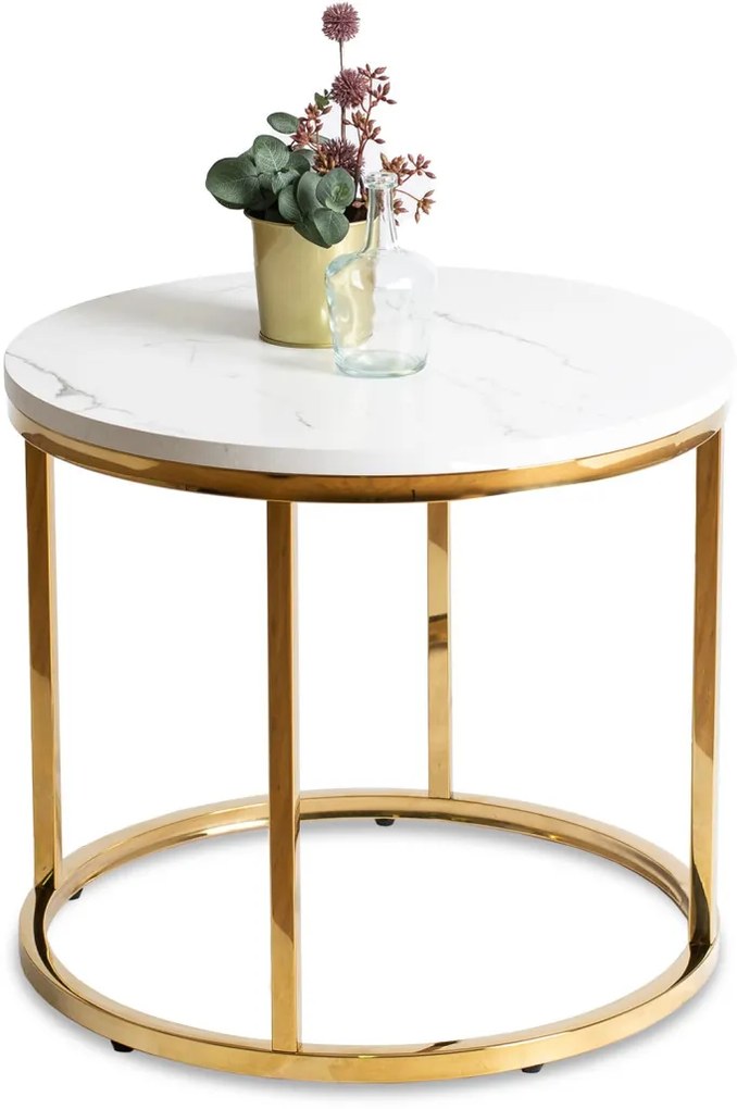 Stolik CLIFF Biały márvány/Złoty