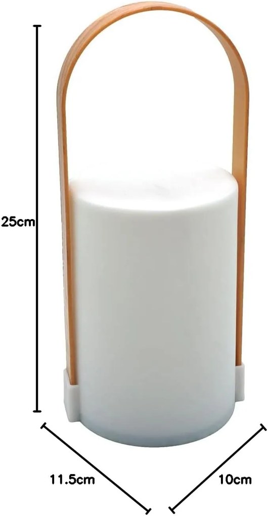 LED asztali lámpa fogantyúval LUNARI 25 cm, fehér