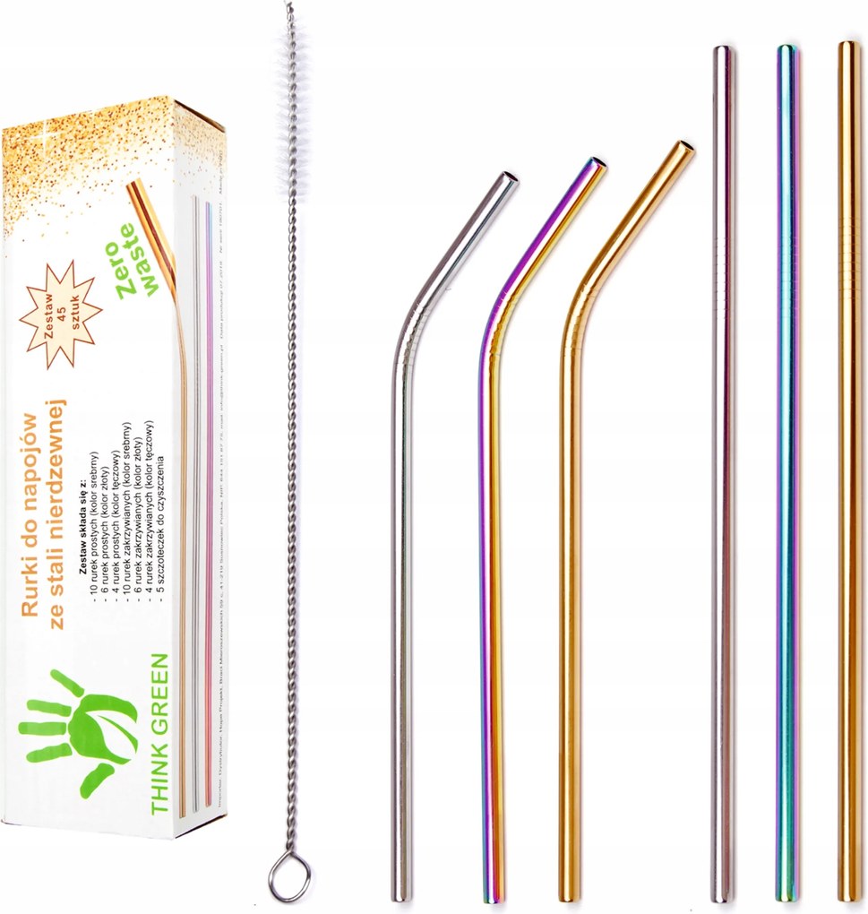 Fém szívószálak Acél ivócsövek szett x45