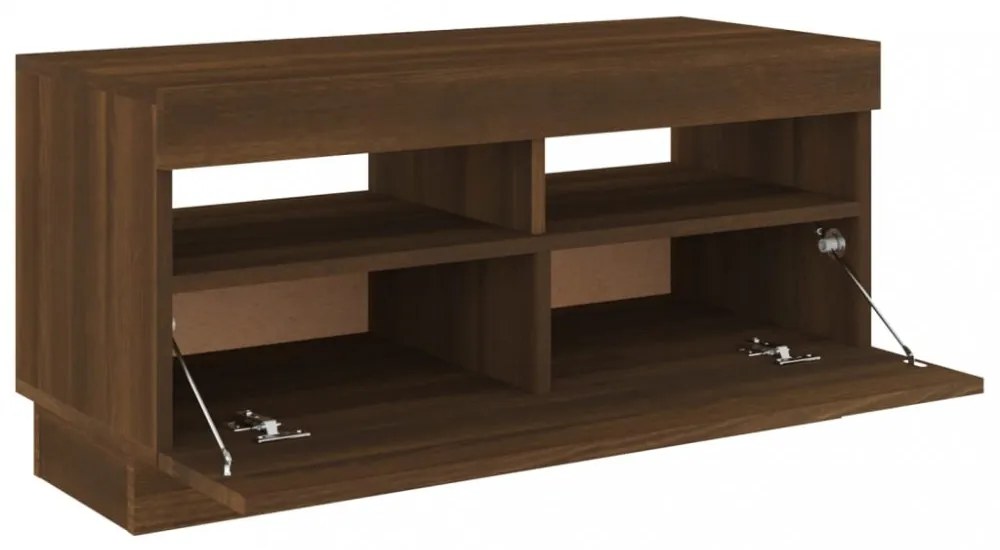 barna tölgyszínű TV-szekrény LED-világítással 80 x 35 x 40 cm