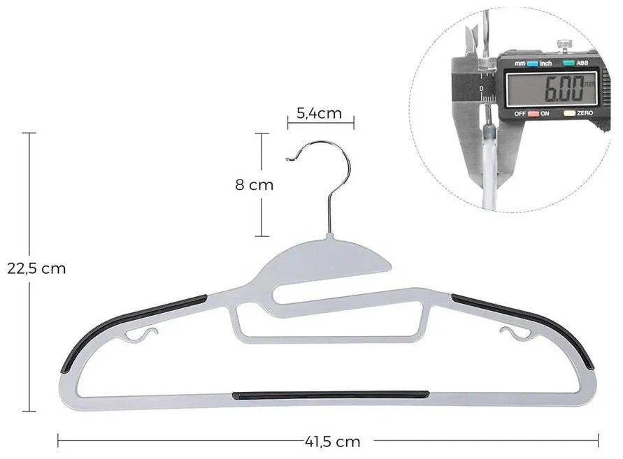 Csúszásmentes vállfa, Műanyag ruhaakasztók, 50 db