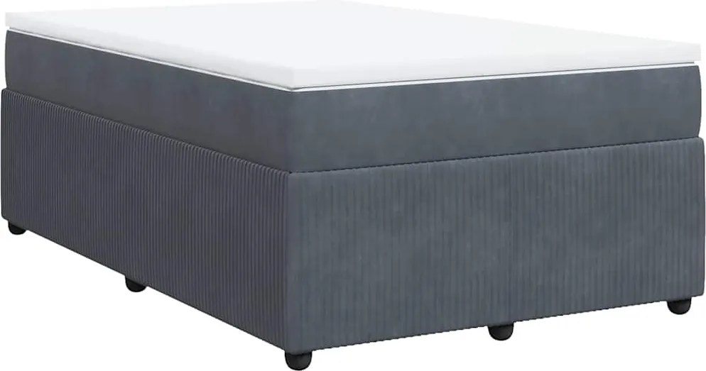vidaXL sötétszürke bársony rugós ágy matraccal 120x190 cm