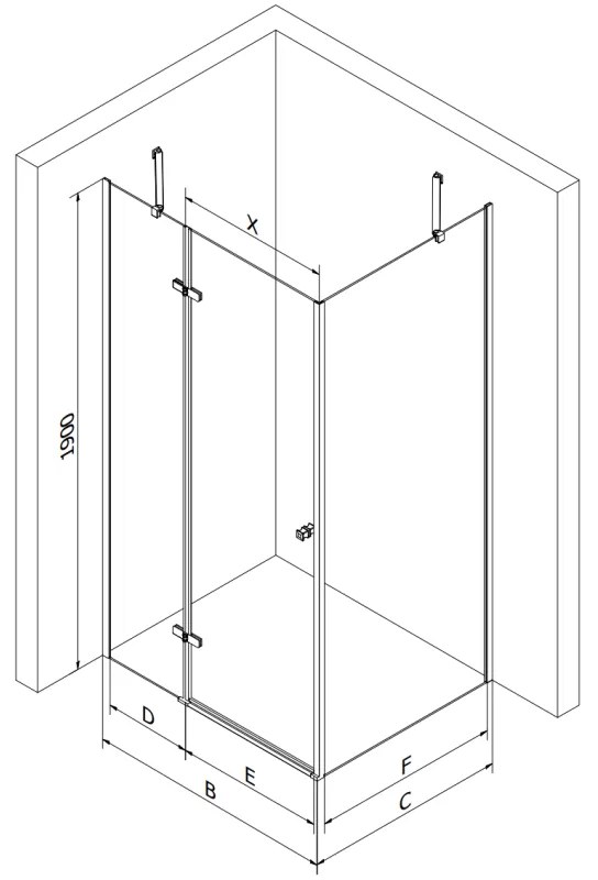 Mexen Roma, zuhanykabin csuklós ajtóval 90 (ajtó) x 110 (fal) cm, 6mm szürke üveg, króm profil + vékony zuhanytálca fehér + króm szifon, 854-090-110-…