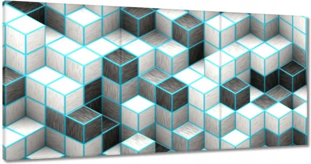 Vászonkép 180x90 Kockák türkizkékkel