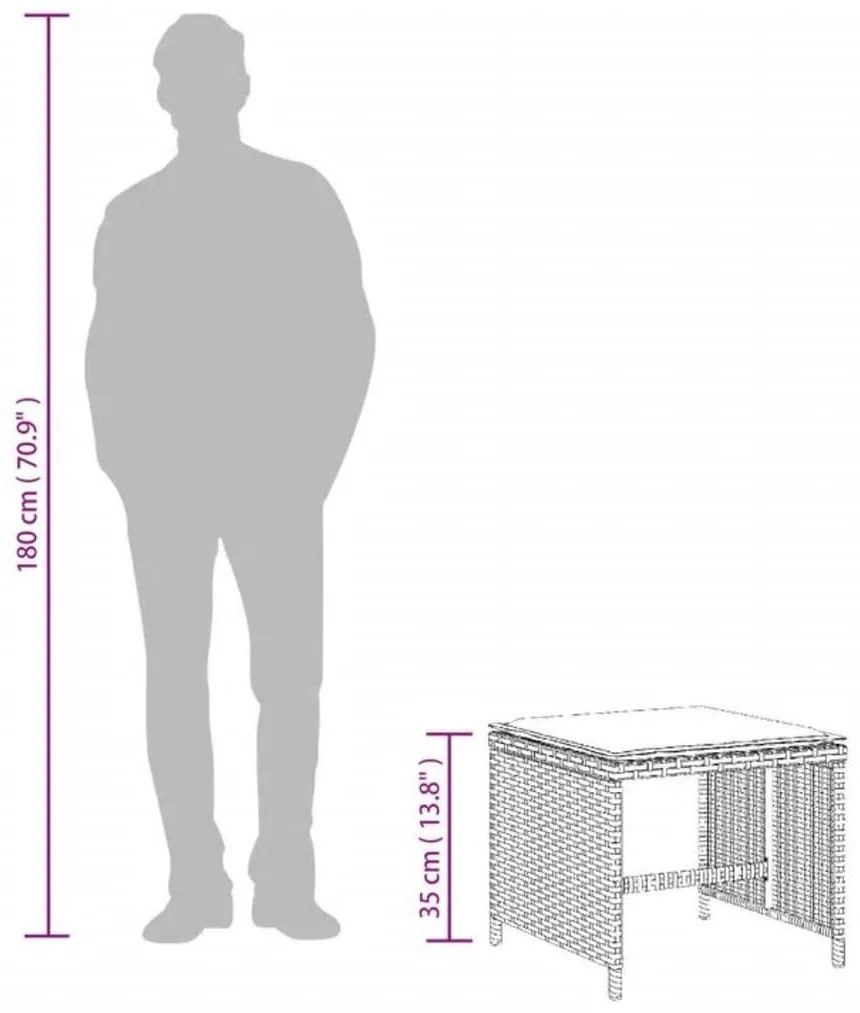 4 db barna polyrattan kerti szék párnával 40x40x35 cm