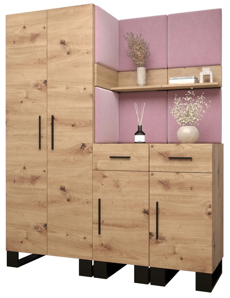 Előszobabútor Amanda 7 (artisan tölgy + rózsaszín). 1085912