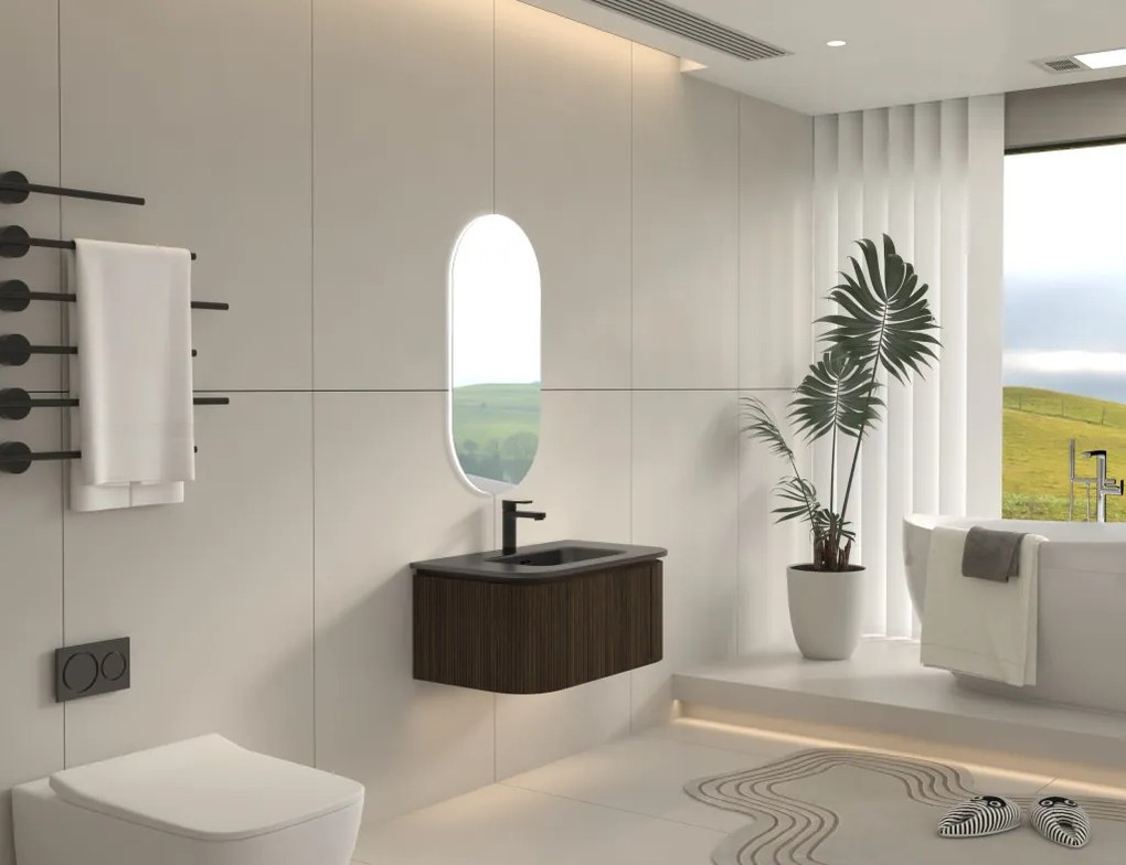 AREZZO design SIERRA 80 cm-es Fürdőszoba alsószekrény 1 fiók, 2 ajtó, dió
