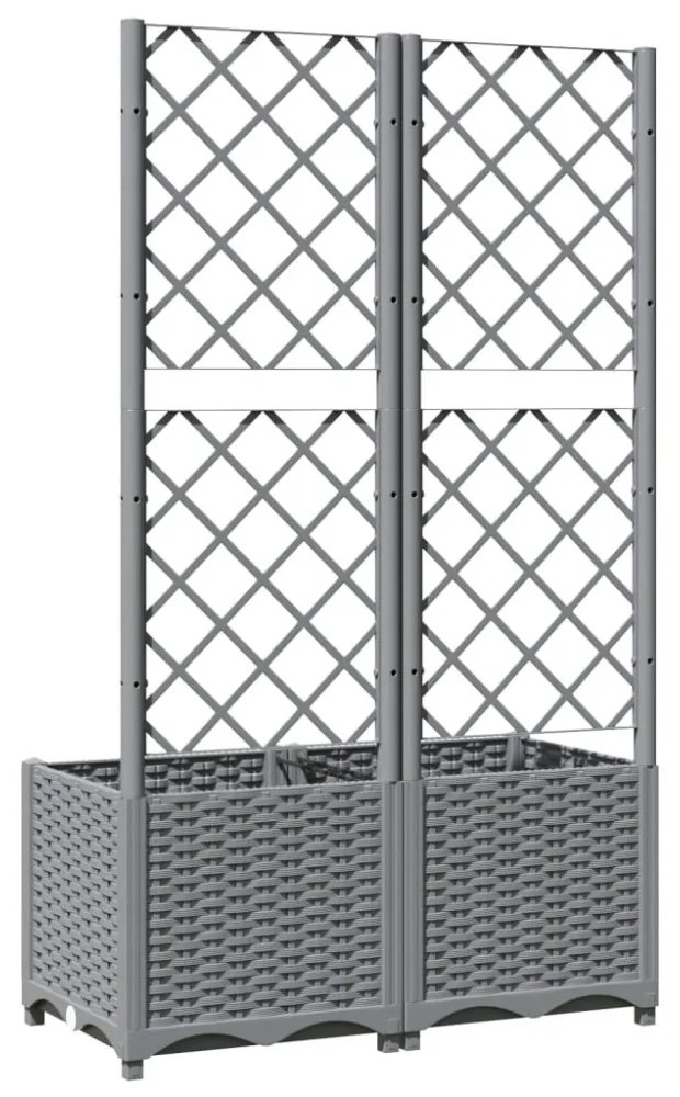 világosszürke PP rácsos kerti ültetőláda 80 x 40 x 136 cm