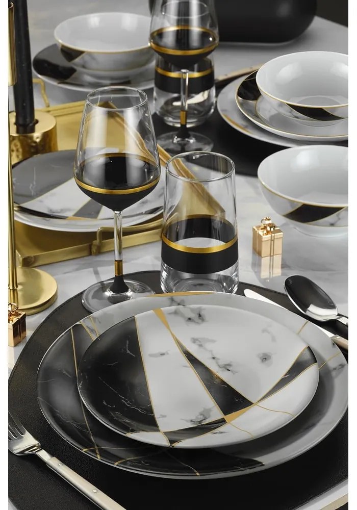 Black&White 24 db-os porcelán étkészlet - Kütahya Porselen