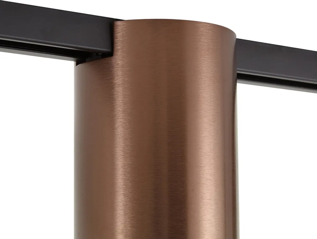 Modern fekete sínrendszer 2 sötét bronz spotlámpával, 1 fázisú - Iconic Rondoo Up