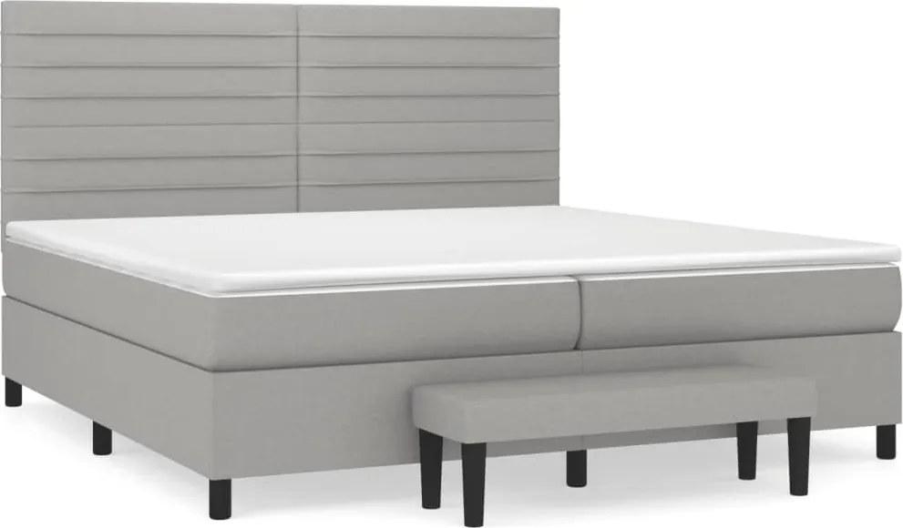 vidaXL világosszürke szövet rugós ágy matraccal 200 x 200 cm