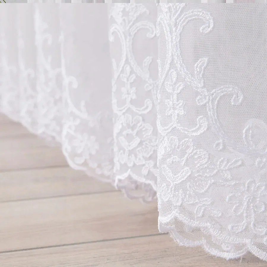 Függöny Sima, Alul Hímzett 300cm fehér