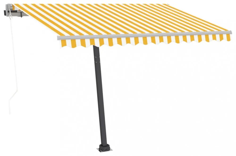 sárga-fehér automata póznás napellenző 350 x 250 cm