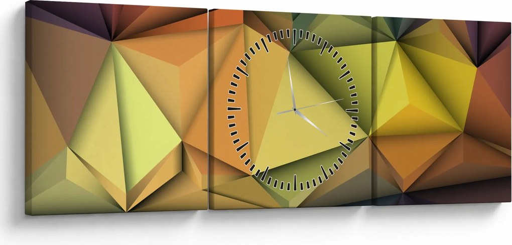 Kép - Sokszögű 3D absztrakció (órával) (90x30 cm)
