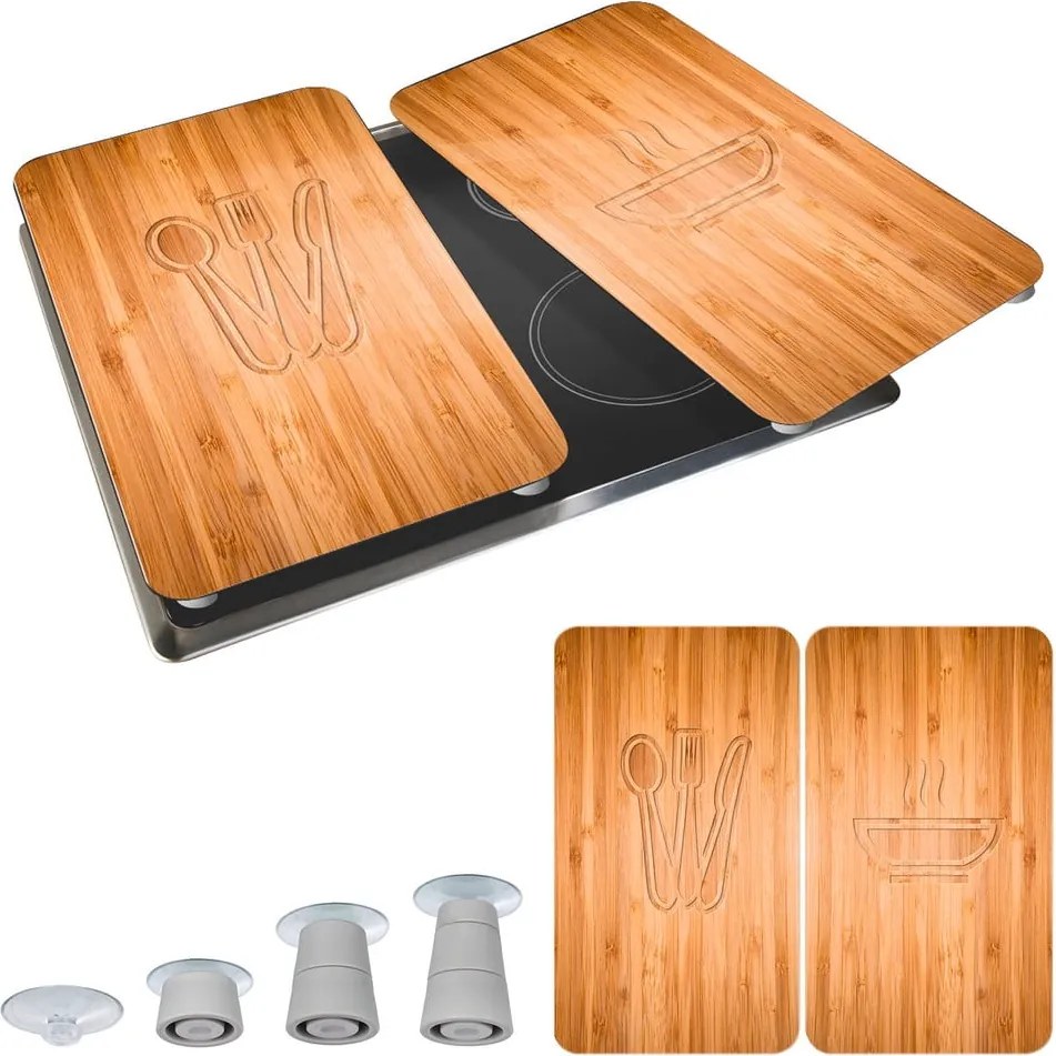 Edzett üveg tűzhely fedőlap szett 2 db-os 30x52 cm Lunch – Wenko