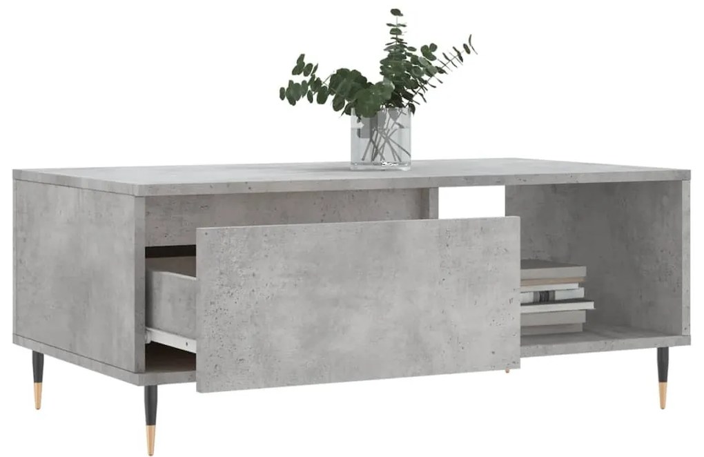 Betonszürke szerelt fa dohányzóasztal 90x50x36,5 cm