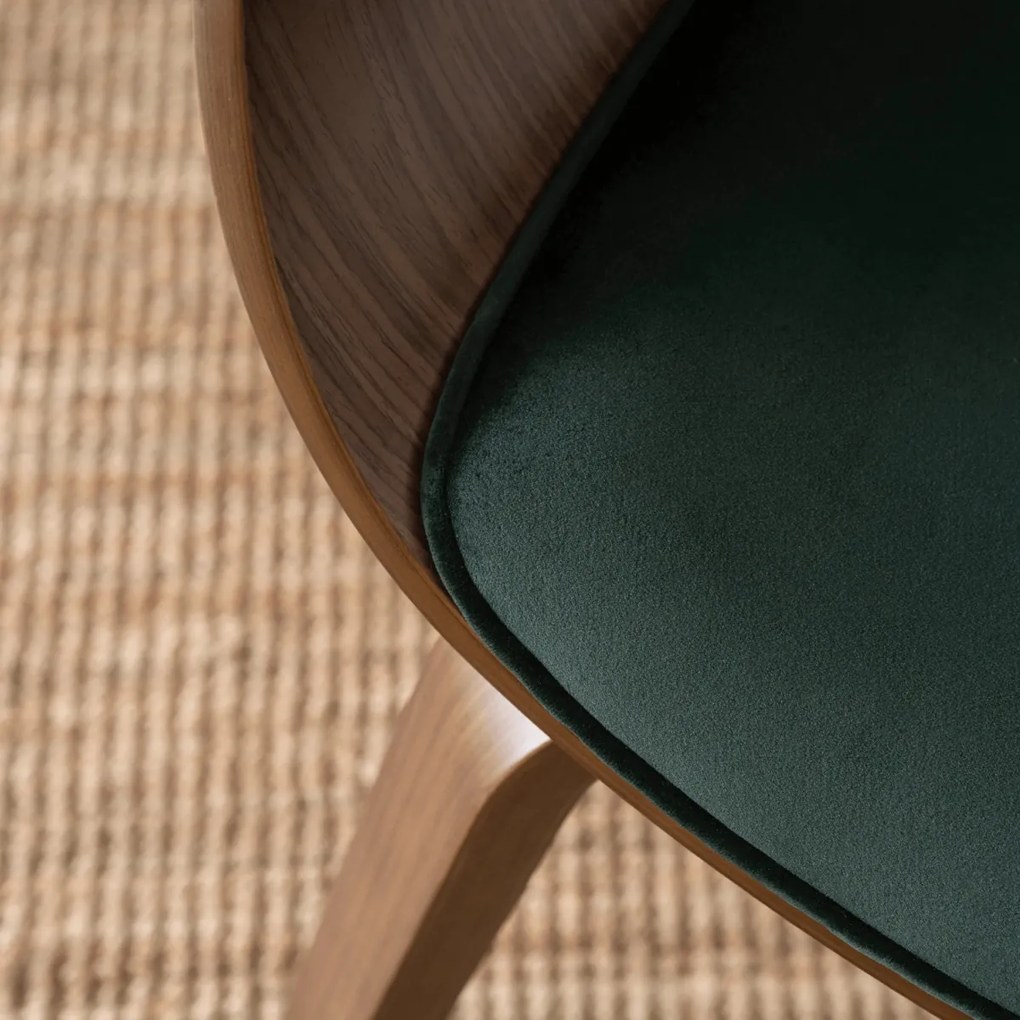 GARY szék, velúr, zöld/dió