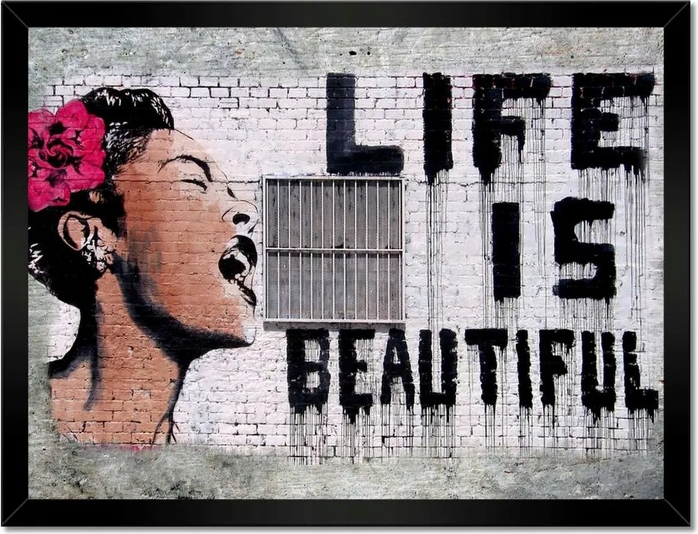 Poszterek keretben 40x30 Life is Beautiful Banksy