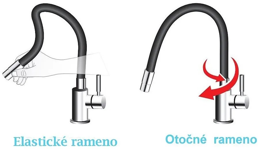 Ferro mosogató - készlet gránit mosogató + flexi csaptelep Ferro Zumba BZA4B, 1 kamrás 780x480 mm, grafit fényes, DRGM48 / 78HA-SET1-PL