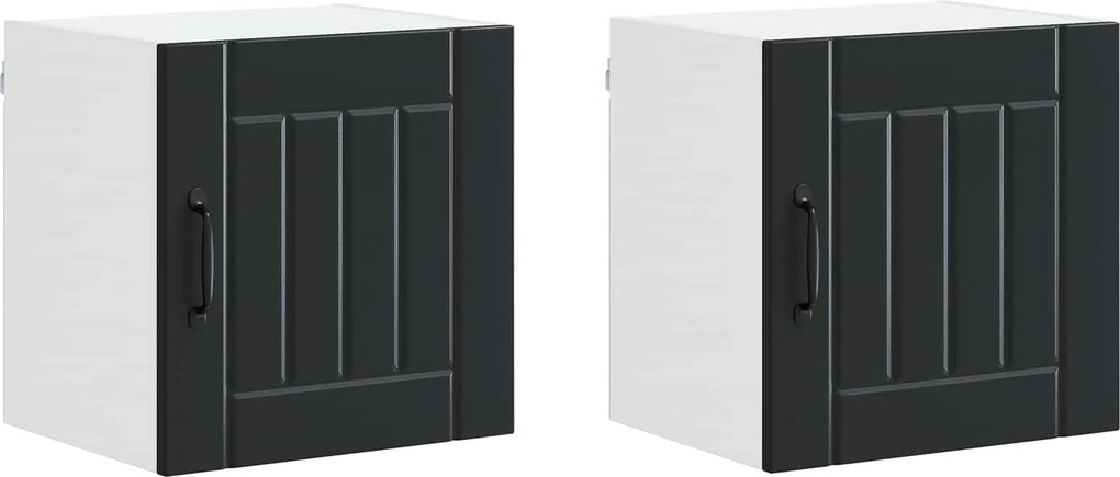 vidaXL Konyhaszekrény 2 pcs Fekete 40 x 31 x 40 cm Faanyag